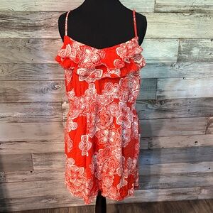 Elle Brand Orange Floral Ruffle Dress